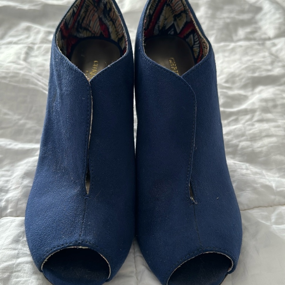 Christian Siriano for Payless blue faux suede heels